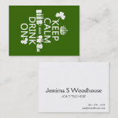 Behalten Sie Ruhe und trinken Sie auf (irische St. Visitenkarte (Vorne/Hinten)