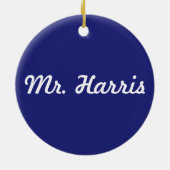 Behalten Sie Ruhe und unterrichten Sie auf Blau Keramik Ornament (Hinten)