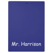 Behalten Sie Ruhe und unterrichten Sie auf blauem Klemmbrett (Rückseite)