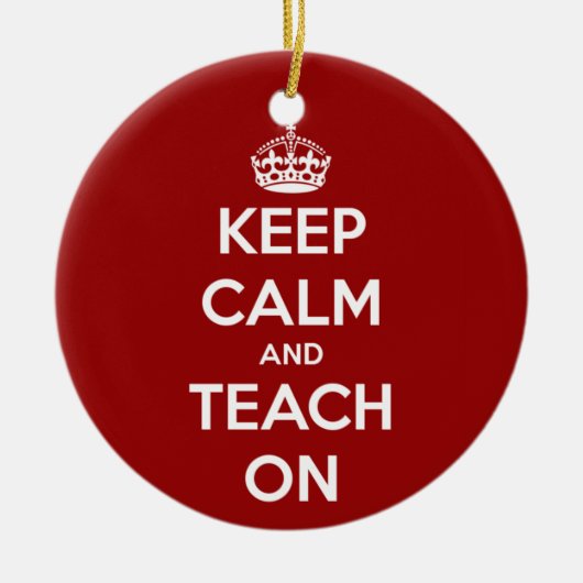Behalten Sie Ruhe und unterrichten Sie auf Rot Keramikornament (Vorne)