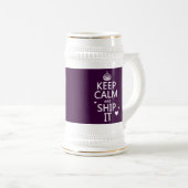 Behalten Sie Ruhe und versenden Sie sie (Herzen) Bierglas (VorderseiteRechts)