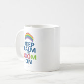 BEHALTEN SIE RUHE UND WEBSTUHL AUF REGENBOGEN KAFFEETASSE (Vorderseite Links)