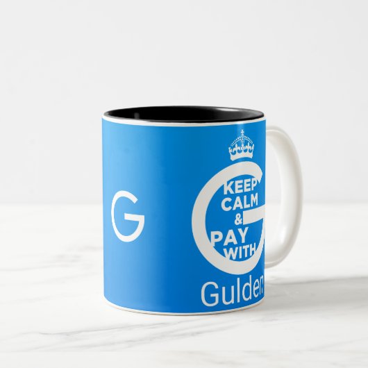 Behalten Sie Ruhe und zahlen Sie mit Gulden Zweifarbige Tasse (VorderseiteRechts)