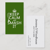 Behalten Sie Ruhe und Zertrümmern es (Tennis) Visitenkarte (Vorne/Hinten)