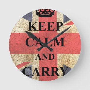 Behalten Sie ruhig, britische Flagge weiterzumache Runde Wanduhr