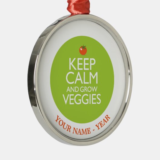 Behalten Sie ruhig und bauen Sie Veggies 2 an Silbernes Ornament (Rechts)