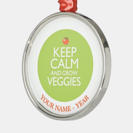 Behalten Sie ruhig und bauen Sie Veggies 2 an Silbernes Ornament (Links)