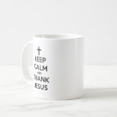 Behalten Sie ruhig und danken Sie Jesus Kaffeetasse (Vorderseite Links)
