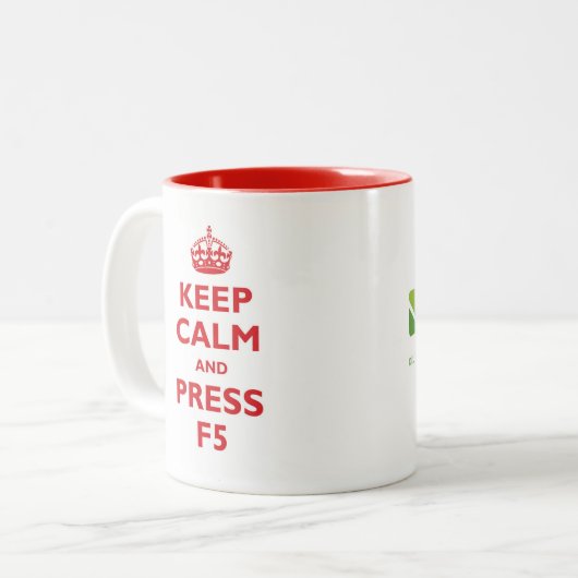 Behalten Sie ruhig und drücken Sie F5 Zweifarbige Tasse (Vorderseite Links)