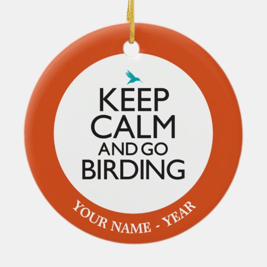 Behalten Sie ruhig und gehen Sie Vogelbeobachtung Keramik Ornament (Hinten)