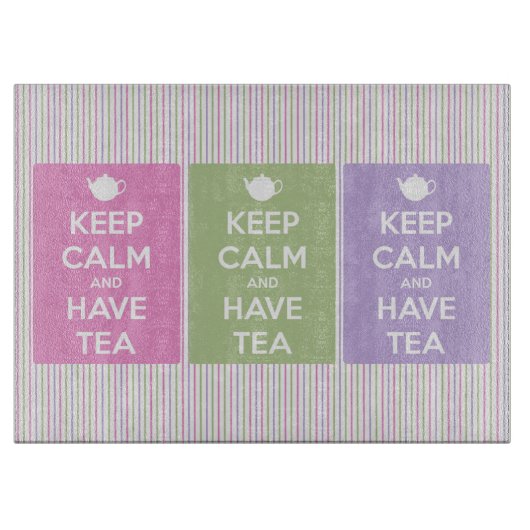 Behalten Sie ruhig und haben Sie Tee-Collage Schneidebrett (Vorderseite)