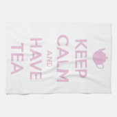 Behalten Sie ruhig und haben Sie Tee-Rosa auf Weiß Geschirrtuch (Horizontal)