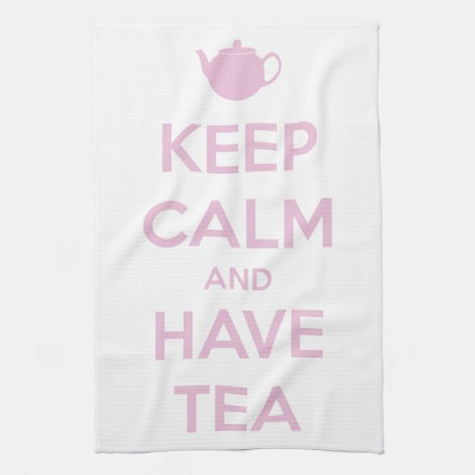 Behalten Sie ruhig und haben Sie Tee-Rosa auf Weiß Geschirrtuch (Vertikal)