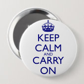 Behalten Sie ruhig und machen Sie Marine-Blau-Text Button (Vorne & Hinten)