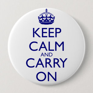 Behalten Sie ruhig und machen Sie Marine-Blau-Text Button