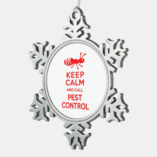 Behalten Sie ruhig und nennen Sie Plage-Kontrolle Schneeflocken Zinn-Ornament (Rechts)