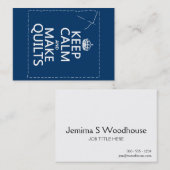 Behalten Sie ruhig und stellen Sie Steppdecken her Visitenkarte (Vorne/Hinten)