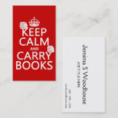 Behalten Sie ruhig und tragen Sie Bücher (in Visitenkarte (Vorne/Hinten)