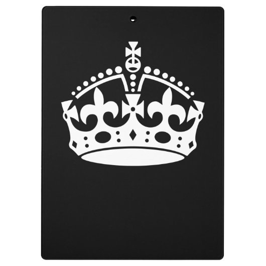 BEHALTEN Sie RUHIGE KRONE Ikone auf Schwarzem, Klemmbrett (Rückseite)