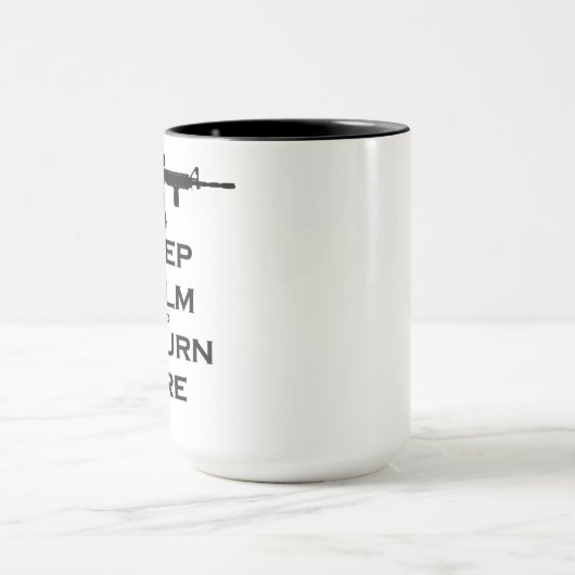 Behalten Sie ruhige u. Rückholfeuer-Kaffeetasse Tasse (Zentrum)