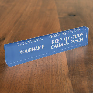 Behalten Sie ruhige u. Studie Psych Nameplatte Namensplakette