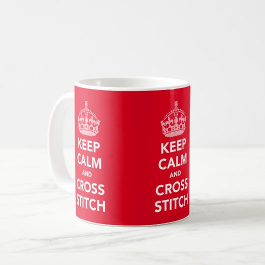 Behalten Sie ruhige und QuerTasse des stiches x3 Kaffeetasse (Vorderseite Links)