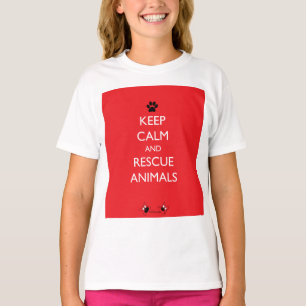 Behalten Sie ruhige und Rettungs-Tier-schwarze T-Shirt