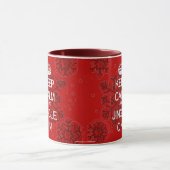 Behalten Sie ruhige Weihnachtsklingel-Rot-Tasse Tasse (Zentrum)