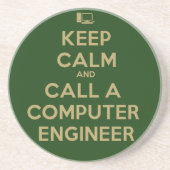 Behalten Sie ruhigen Computertechniker-Untersetzer Sandstein Untersetzer (Vorne)