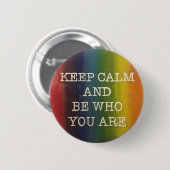 Behalten Sie ruhigen Regenbogen-Stolz Button (Vorne & Hinten)