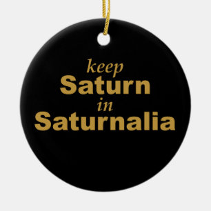 Behalten Sie Saturn im Saturnalia Keramik Ornament