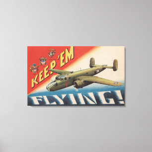 Behalten Sie sie mittlerer Bomber Flying/B-25 Leinwanddruck