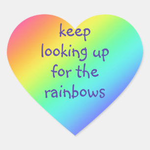 "Behalten Suche nach den Regenbogen" Herzklammern Herz-Aufkleber