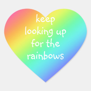 "Behalten Suche nach den Regenbogen" Herzklammern Herz-Aufkleber