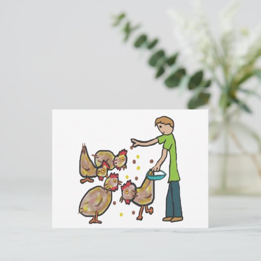Behaltend Hühnchen Postkarte (Stehend Vorderseite)
