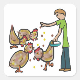 Behaltend Hühnchen Quadratischer Aufkleber
