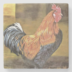 Behaltend Hühner auf dem Bauernhof Kunst Steinuntersetzer