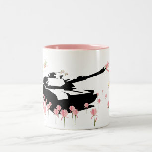 Behälter und Tulpen Zweifarbige Tasse