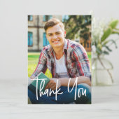 Behandeln von Script Graduate Foto Abschluss Dankeskarte (Stehend Vorderseite)