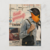 Behandle dich selbst Vogel Collage Postkarte (Vorderseite)