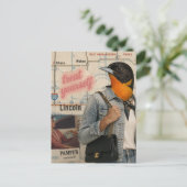 Behandle dich selbst Vogel Collage Postkarte (Stehend Vorderseite)