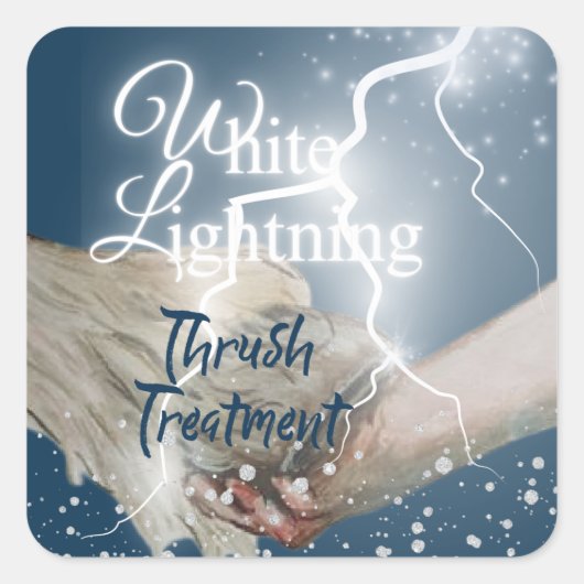 Behandlung mit weißem Blitz Quadratischer Aufkleber (Vorderseite)