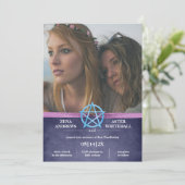 Behandlung von Frauen mit Lila Wicca-Pentagramm Einladung (Stehend Vorderseite)