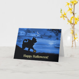 Behandlung von niedlichen Halloween Yorkie Dog Vam Karte