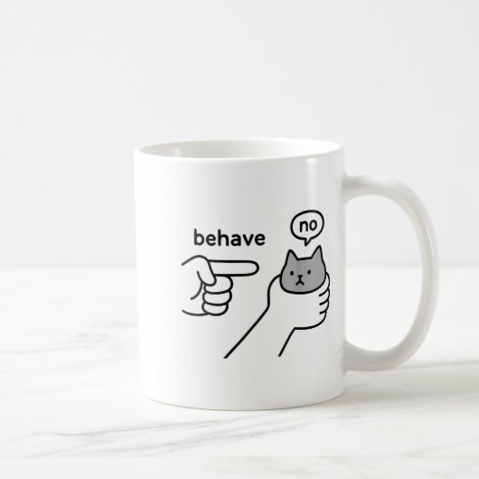 Behave No Funny Cat Meme Cartoon Design Kaffeetasse (Rechts)