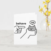 Behave No Funny Cat Meme Cartoon Design Karte (Gelbe Blume)