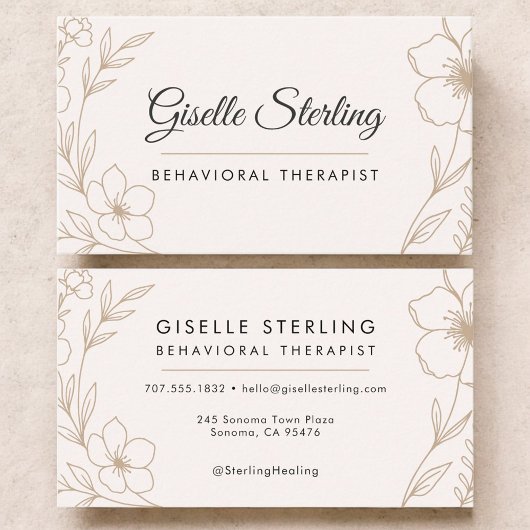 Behavioral Therapist Botanical Floral  Visitenkarte