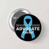 Behcet's Disease Advocate Ribbon Black Button (Vorne & Hinten)
