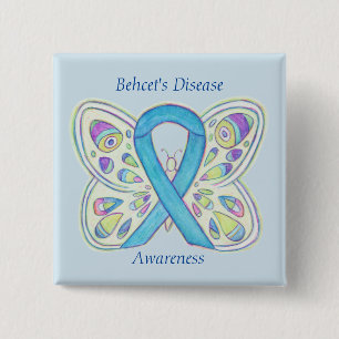 Behcet's Disease Awareness Butterfly Ribbon Button