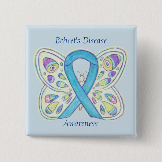 Behcet's Disease Awareness Butterfly Ribbon Button (Vorderseite)